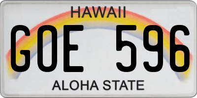 HI license plate GOE596
