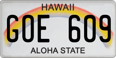 HI license plate GOE609