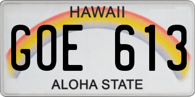 HI license plate GOE613