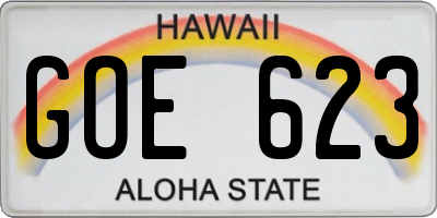 HI license plate GOE623