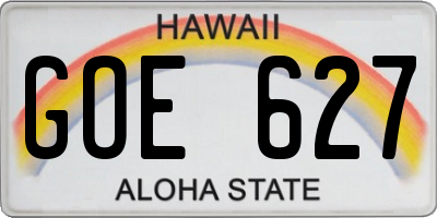 HI license plate GOE627