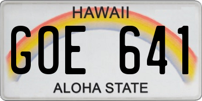 HI license plate GOE641