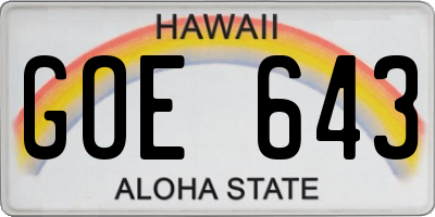 HI license plate GOE643