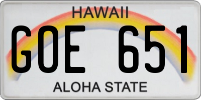 HI license plate GOE651