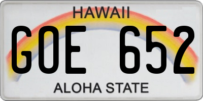 HI license plate GOE652