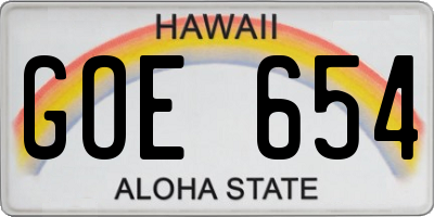 HI license plate GOE654