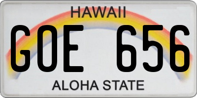 HI license plate GOE656