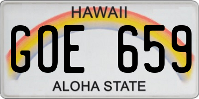 HI license plate GOE659