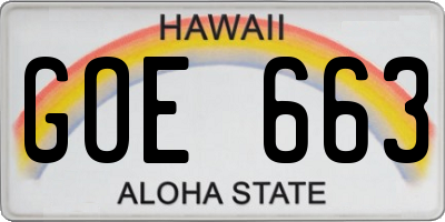 HI license plate GOE663