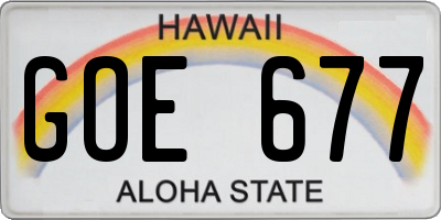 HI license plate GOE677