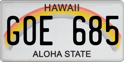 HI license plate GOE685