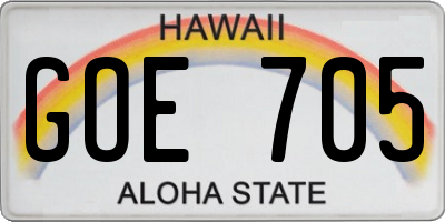 HI license plate GOE705