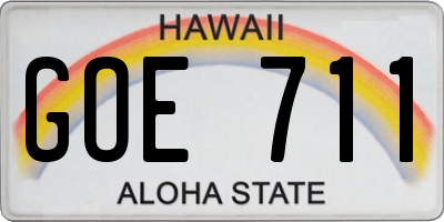 HI license plate GOE711