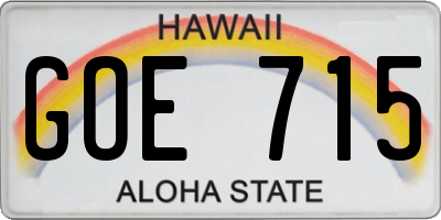 HI license plate GOE715