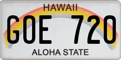 HI license plate GOE720