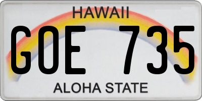 HI license plate GOE735