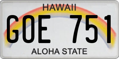 HI license plate GOE751