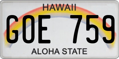 HI license plate GOE759