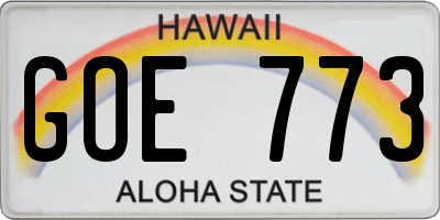 HI license plate GOE773