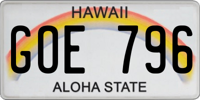 HI license plate GOE796