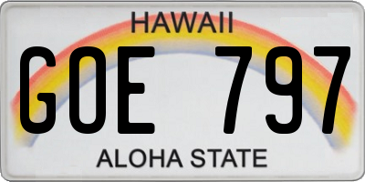 HI license plate GOE797