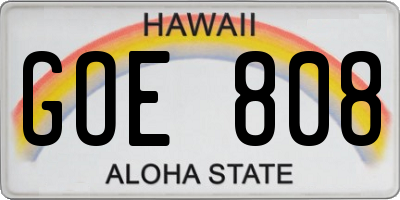 HI license plate GOE808