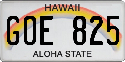 HI license plate GOE825