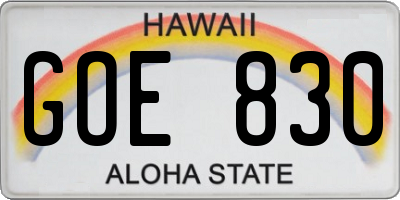 HI license plate GOE830