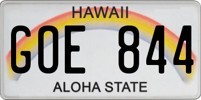 HI license plate GOE844
