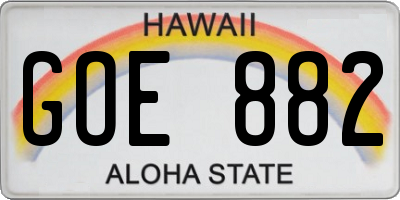 HI license plate GOE882
