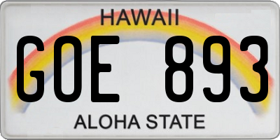 HI license plate GOE893