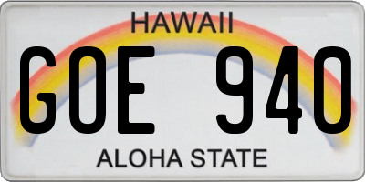 HI license plate GOE940