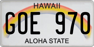 HI license plate GOE970