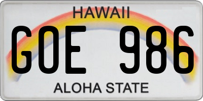 HI license plate GOE986