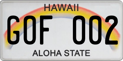 HI license plate GOF002