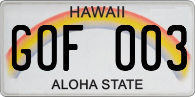 HI license plate GOF003
