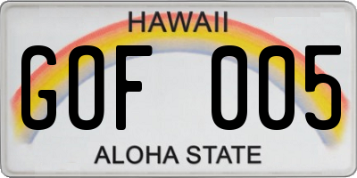 HI license plate GOF005