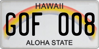 HI license plate GOF008