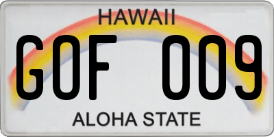 HI license plate GOF009