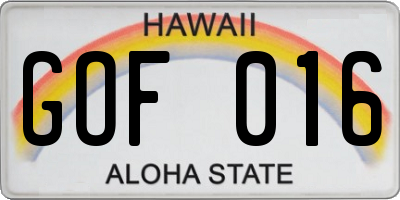 HI license plate GOF016