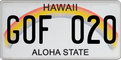 HI license plate GOF020