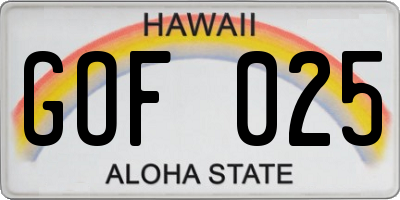 HI license plate GOF025