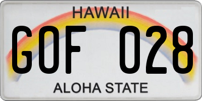 HI license plate GOF028