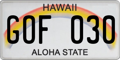 HI license plate GOF030