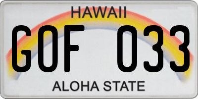 HI license plate GOF033