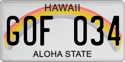 HI license plate GOF034