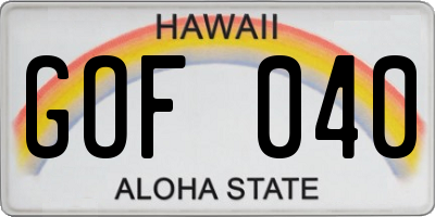 HI license plate GOF040