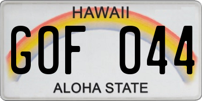 HI license plate GOF044
