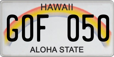 HI license plate GOF050