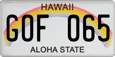 HI license plate GOF065